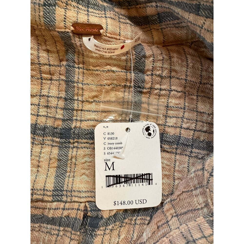 NWT Free People Elai Plaid Shirt Dress Size Medium - Picture 6 of 7